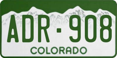 CO license plate ADR908