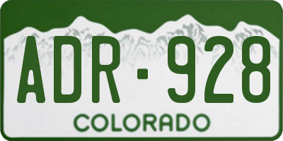 CO license plate ADR928