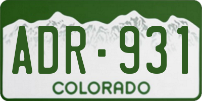 CO license plate ADR931