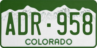 CO license plate ADR958