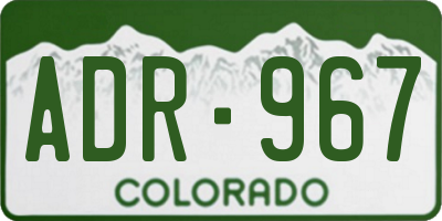 CO license plate ADR967