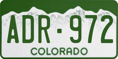 CO license plate ADR972