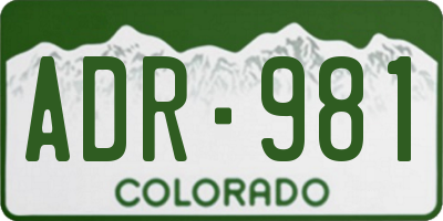 CO license plate ADR981