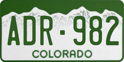 CO license plate ADR982