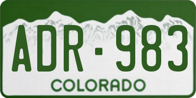 CO license plate ADR983