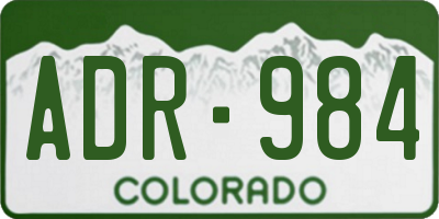 CO license plate ADR984