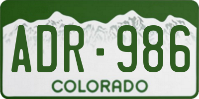 CO license plate ADR986