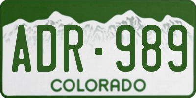 CO license plate ADR989
