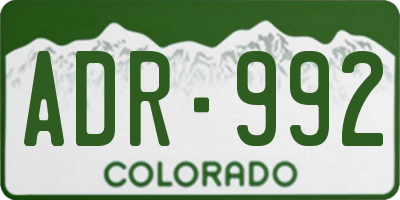 CO license plate ADR992
