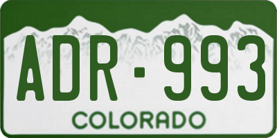 CO license plate ADR993
