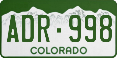 CO license plate ADR998