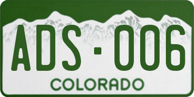 CO license plate ADS006