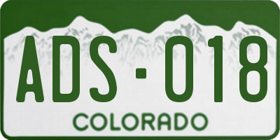 CO license plate ADS018