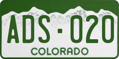 CO license plate ADS020