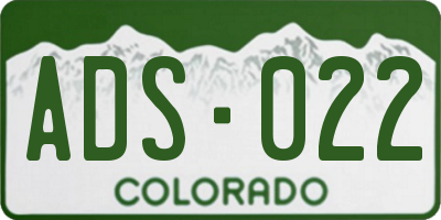 CO license plate ADS022