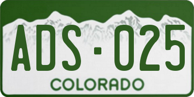 CO license plate ADS025