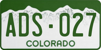 CO license plate ADS027