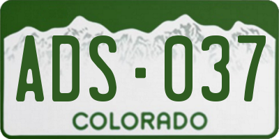 CO license plate ADS037