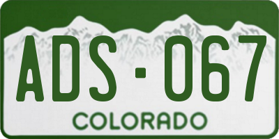 CO license plate ADS067