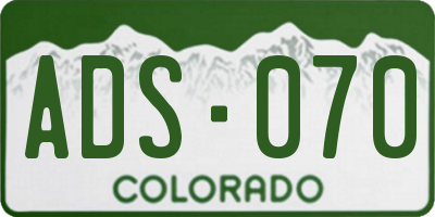 CO license plate ADS070