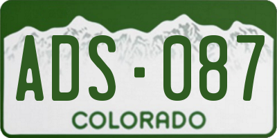 CO license plate ADS087