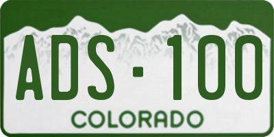 CO license plate ADS100