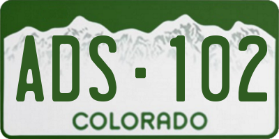CO license plate ADS102