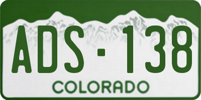 CO license plate ADS138