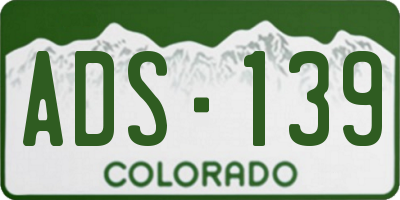 CO license plate ADS139