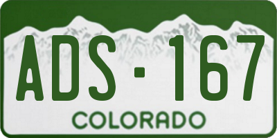 CO license plate ADS167