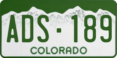 CO license plate ADS189