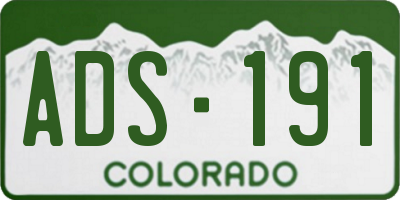 CO license plate ADS191