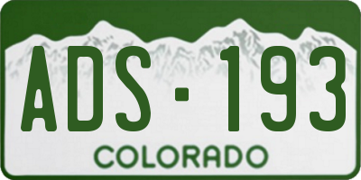 CO license plate ADS193