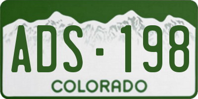 CO license plate ADS198