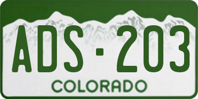 CO license plate ADS203
