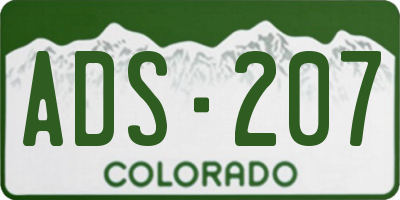 CO license plate ADS207