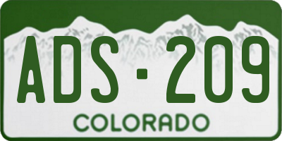 CO license plate ADS209