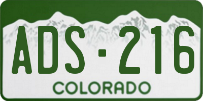 CO license plate ADS216