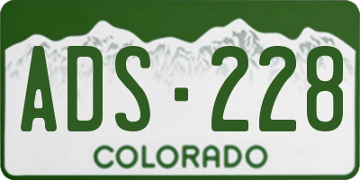 CO license plate ADS228