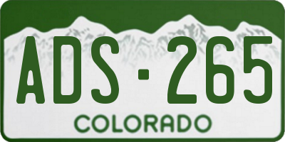 CO license plate ADS265