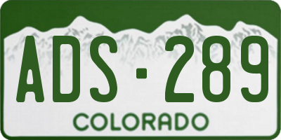 CO license plate ADS289