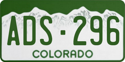 CO license plate ADS296