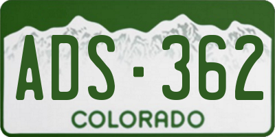 CO license plate ADS362