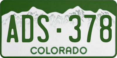 CO license plate ADS378