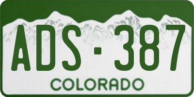 CO license plate ADS387