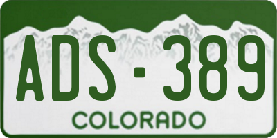 CO license plate ADS389