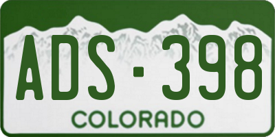 CO license plate ADS398