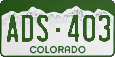CO license plate ADS403