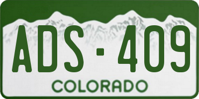 CO license plate ADS409