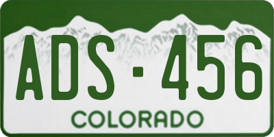 CO license plate ADS456